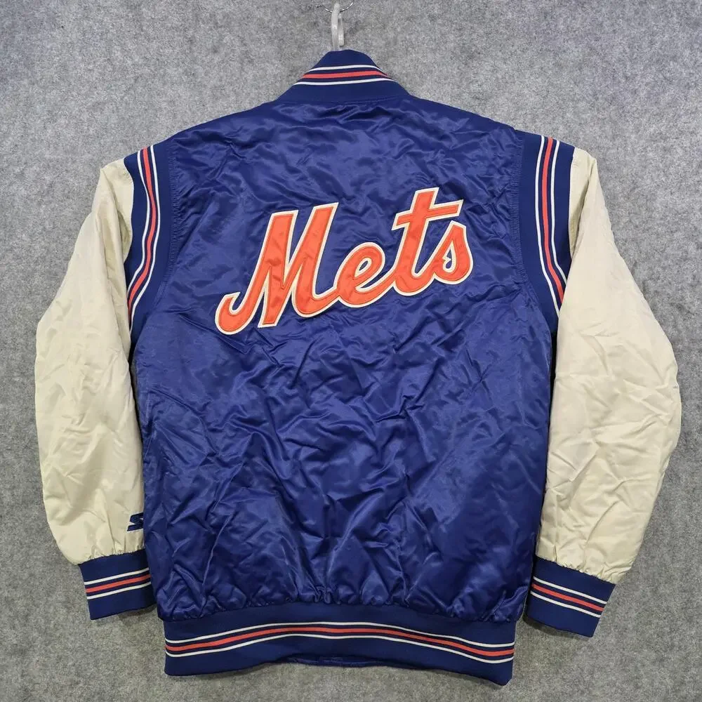 VTG New York Mets Jacket Mens Medium Blue‎ MLB Baseball Satin Varsity Starter